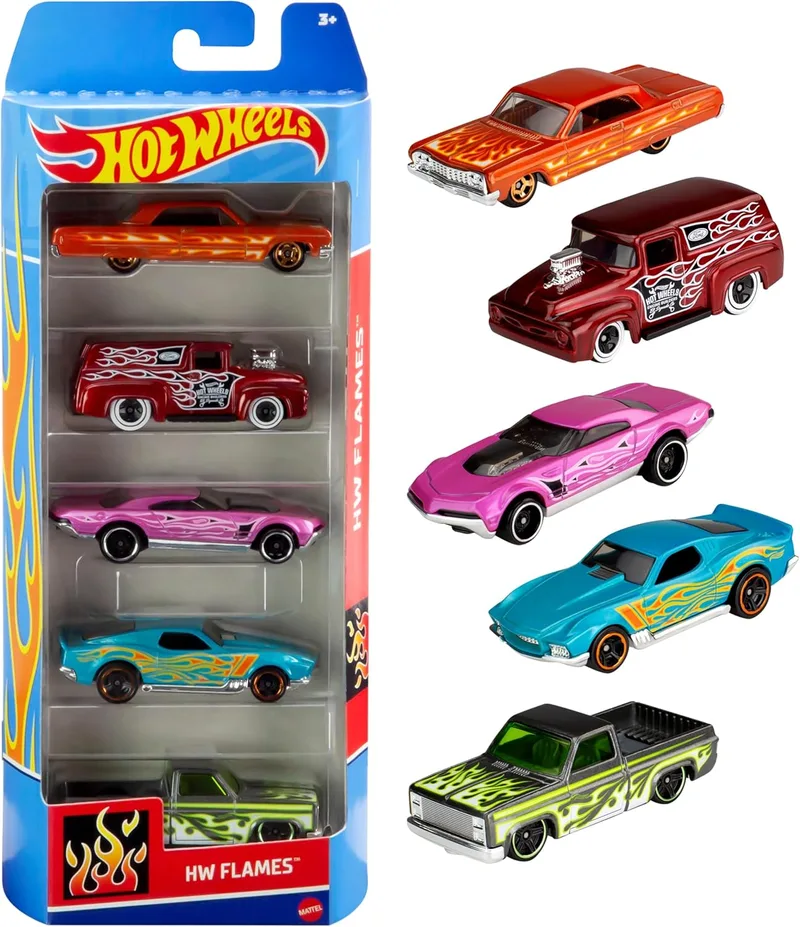 Hot Wheels ▫️ Conjunto de 5 carros à escala 1:64, presente para colecionadores e crianças a partir dos 3 anos (os modelos podem variar), 01806