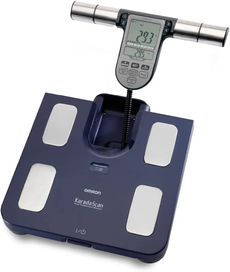 OMRON ▫️ Monitor de composição corporal BF511 clinicamente validado com 8 sensores de alta precisão para medições das mãos e dos pés.