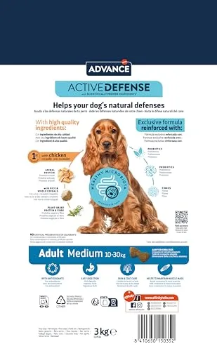 Advance ▫️ Medium Adult Chicken, Ração para cães adultos de raças médias com frango, 3 kg 3