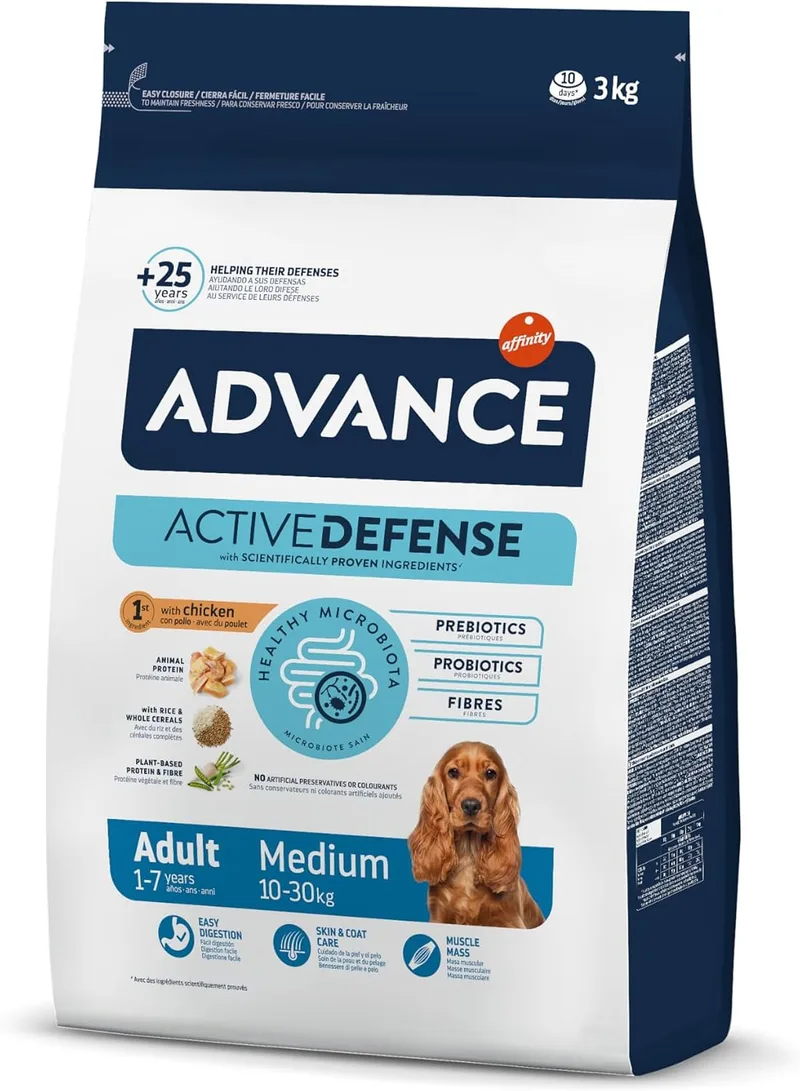 Advance ▫️ Medium Adult Chicken, Ração para cães adultos de raças médias com frango, 3 kg