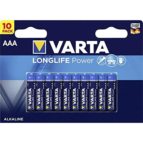 Varta ▫️ Pilhas AAA, embalagem de 10, Longlife Power, alcalinas, 1,5 V, para brinquedos, ratos sem fios, lanternas elétricas, Fabricadas na Alemanha 2