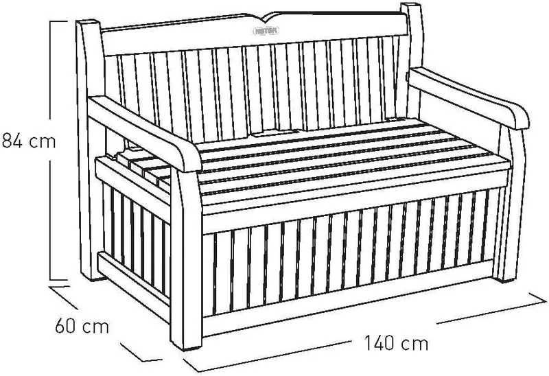 Keter ▫️ Eden - Banco com baú para exterior, baú de arrumação, capacidade de 265 L, resina, cor castanha e bege, arrumação para jardim e terraço, 140 x 60 x 84 cm 3
