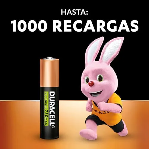 Duracell ▫️ Pilhas recarregáveis AAA (embalagem de 4) 1,2 V, 750 mAh NiMH 2