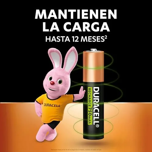 Duracell ▫️ Pilhas recarregáveis AAA (embalagem de 4) 1,2 V, 750 mAh NiMH 5