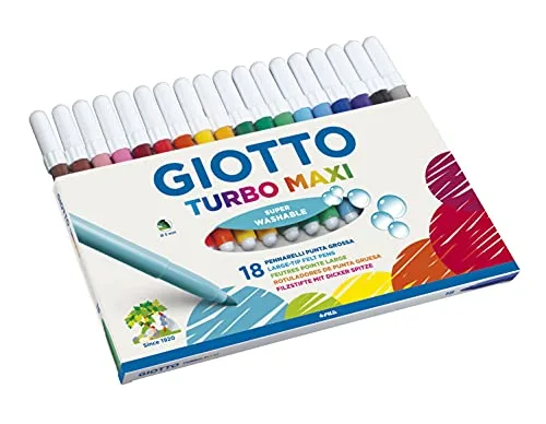 Giotto ▫️ Marcadores Turbo Maxi, Estojo com alça, 18 unidades, cores sortidas 2