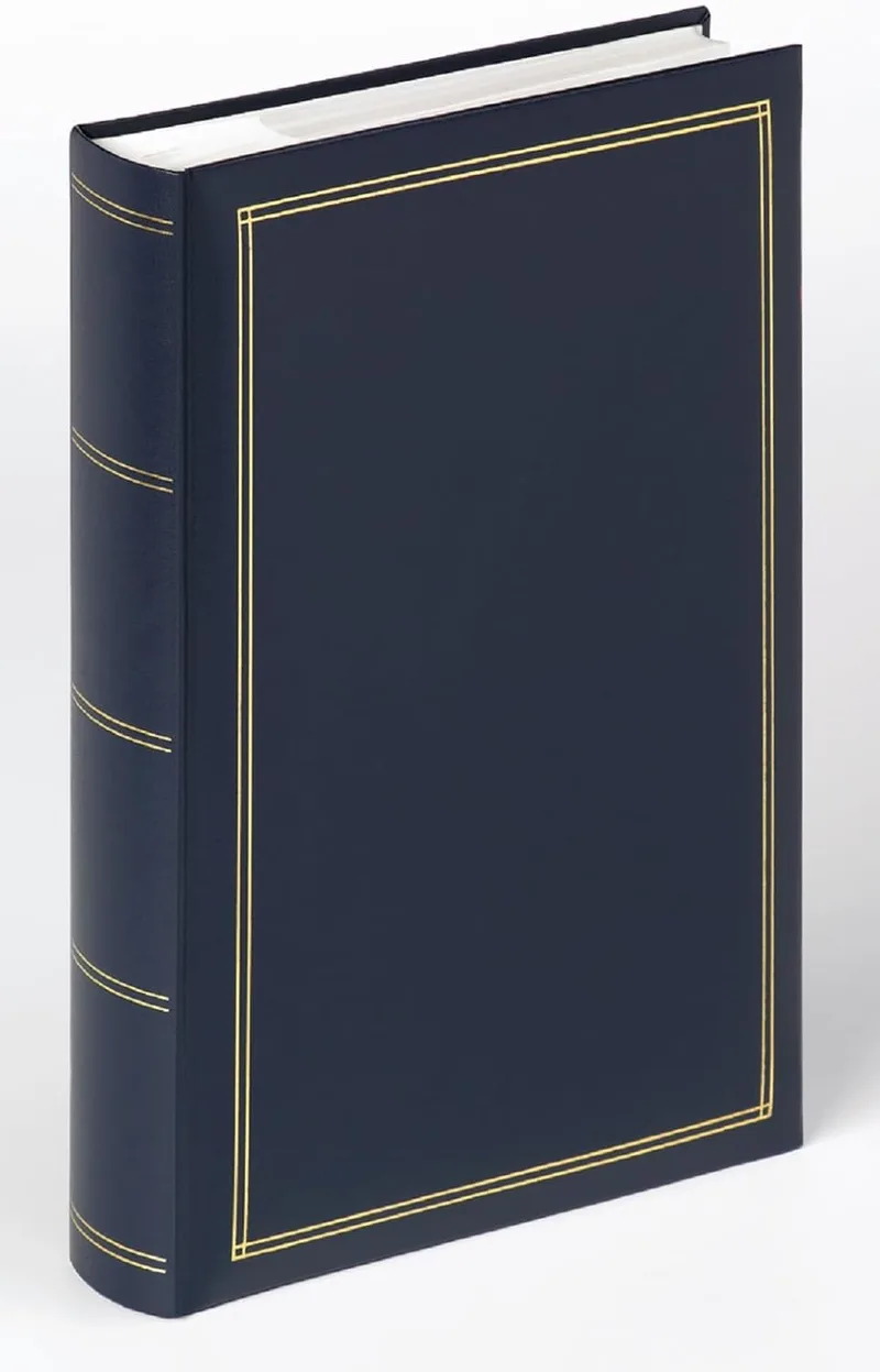 walther design ▫️ Álbum de fotografias azul com capacidade para 300 fotografias de 10 x 15 cm, tipo «memo book», em imitação de couro com relevo, Monza ME-140-L