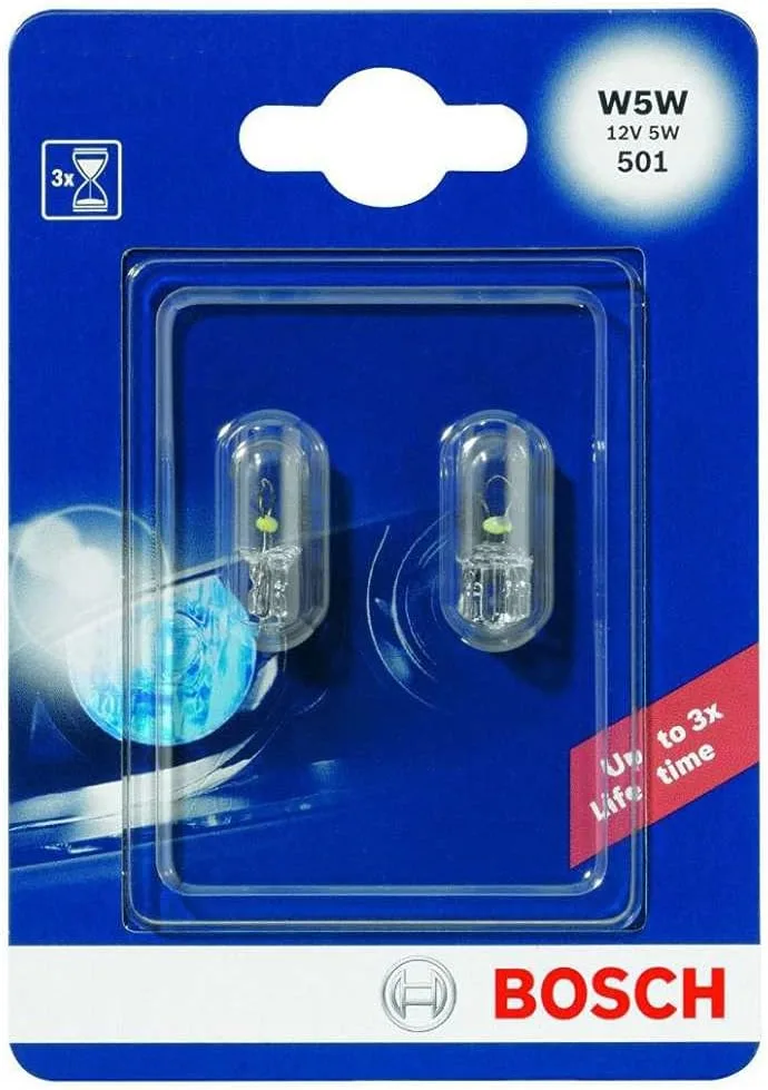 Bosch ▫️ W5W Pure Light Lâmpadas para veículos, 12 V 5 W W2, 1x9, 5d, Lâmpadas x2