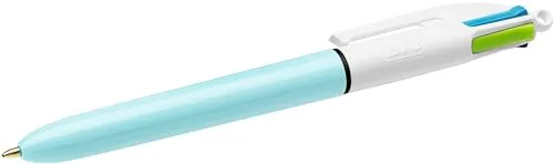 BIC ▫️ 887777 Canetas esferográficas retráteis Fun de 4 cores, ponta média (1,0 mm) – Azul-celeste pastel, caixa de 12 unidades 4