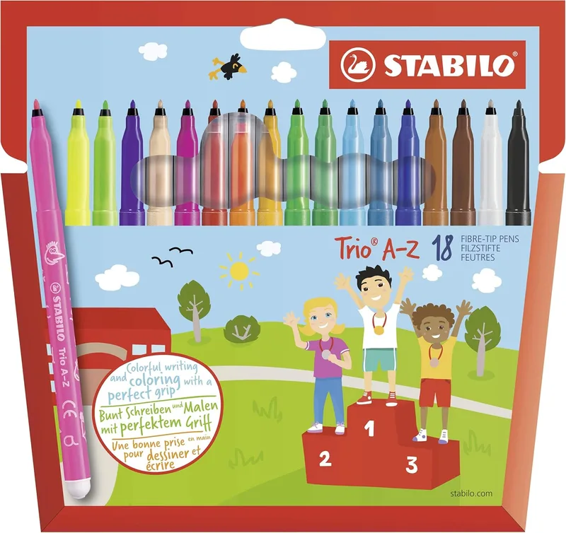STABILO ▫️ Marcador - Trio A-Z - Caixa de 18-18 cores diferentes