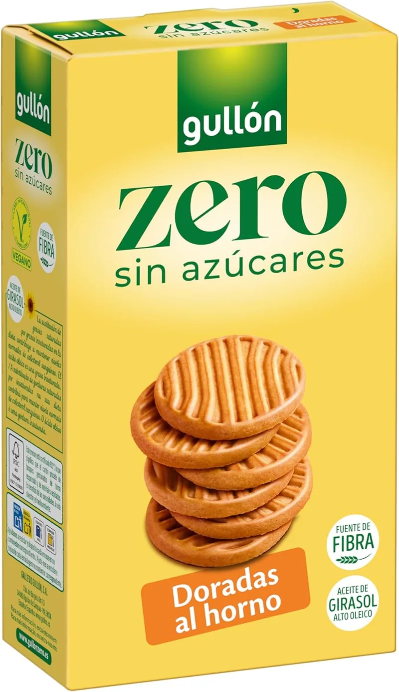 Gullón ▫️ Biscoito Dourado Assado, Sem Açúcar, 330g