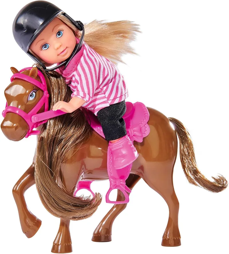 Evi LOVE ▫️ Simba com Pony – Boneca de 12 cm com Fato de Equitação e Acessórios de Equitação, 3 Modelos Sortidos (Envio Aleatório), para Crianças a partir dos 3 Anos (105737464)