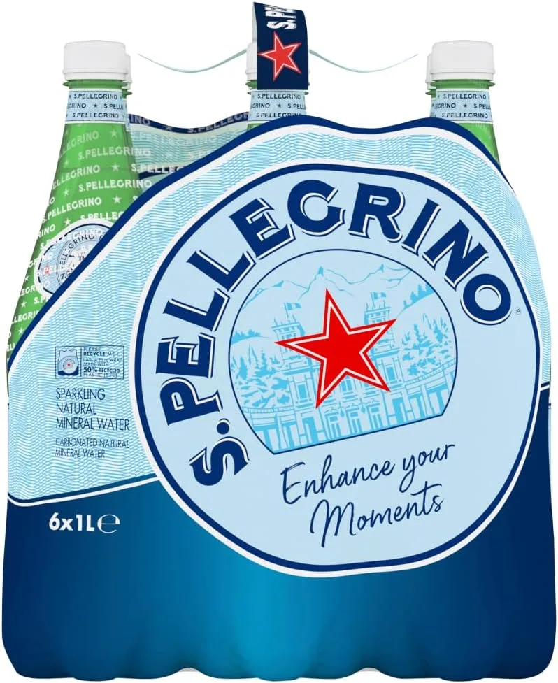 San Pellegrino ▫️ S.Pellegrino - Água mineral natural com gás, 6 garrafas, 1 L