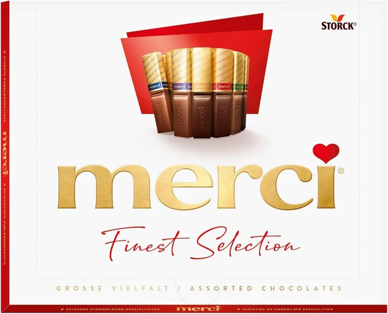 merci ▫️ Finest Selection Grande Variedade - 250 g - Caixa de oferta - Sortido de 8 especialidades de chocolate com e sem recheio - Seleção Premium - Sem glúten e adequado para vegetarianos