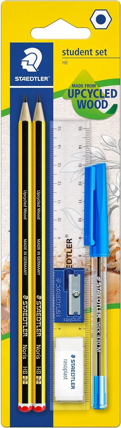 STAEDTLER ▫️ Conjunto de lápis, borracha, esferográfica e régua