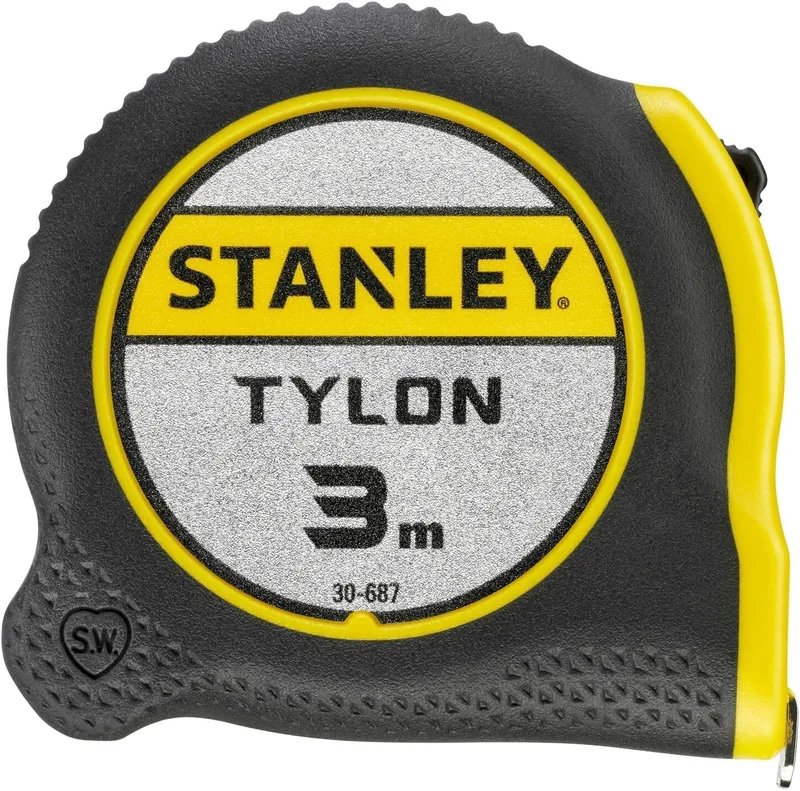 STANLEY ▫️ 3 m Tylon Flexometer, fita métrica, fita de aço resistente, revestimento de Tylon durável (aumenta a durabilidade em 50%), design ergonómico compacto, 0-30-687