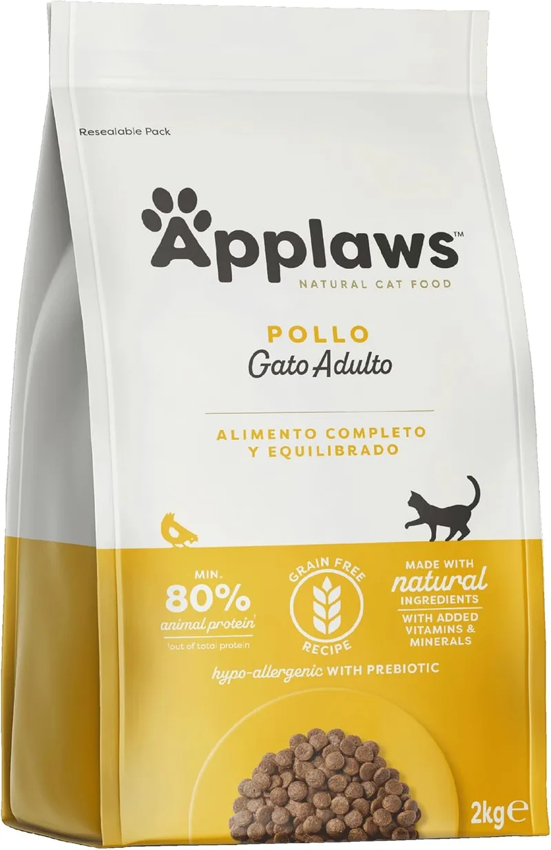Applaws ▫️ Ração Seca Natural sem Cereais para Gatos Adultos, Sabor a Frango - Saco com fecho reutilizável de 2 kg ()