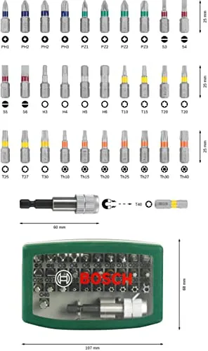 Bosch Accessories ▫️ Bosch Home and Garden Bosch 2607017063 Conjunto de pontas de aparafusar, conjunto de 32 peças 3