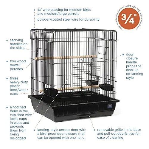 PREVUE PET PRODUCTS ▫️ Gaiola quadrada para papagaios, cor preta 2
