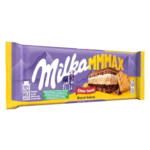 Milka ▫️ MMMAX Choco Swing Tableta Grande de Chocolate de Leite, Biscoito, Cacau, 300 g 3