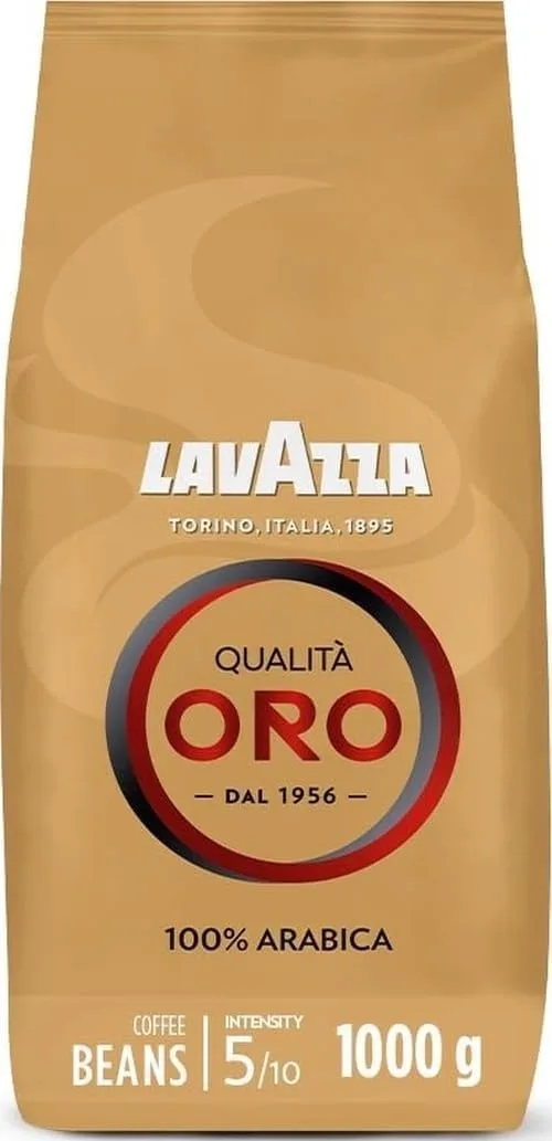 Lavazza ▫️ Qualità Oro, Café em Grão Natural, Ideal para a Máquina de Café Expresso, com Notas Aromáticas de Frutas e Flores, 100% Arábica, Intensidade 5, Torra Média, Embalagem de 1 kg