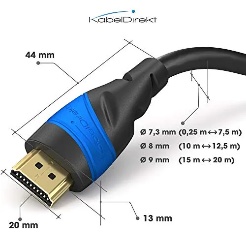 KabelDirekt ▫️ Cabo HDMI 8K e 4K – 5 m – Tecnologia alemã Flexcore 5