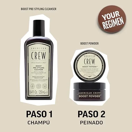 American Crew ▫️ Boost Powder, Pó Volumizador para o Cabelo, Confere Volume, Corpo e Textura, Acabamento Natural e Mate, Sem Brilho, Adequado para Todos os Tipos de Cabelo - 10 g 2