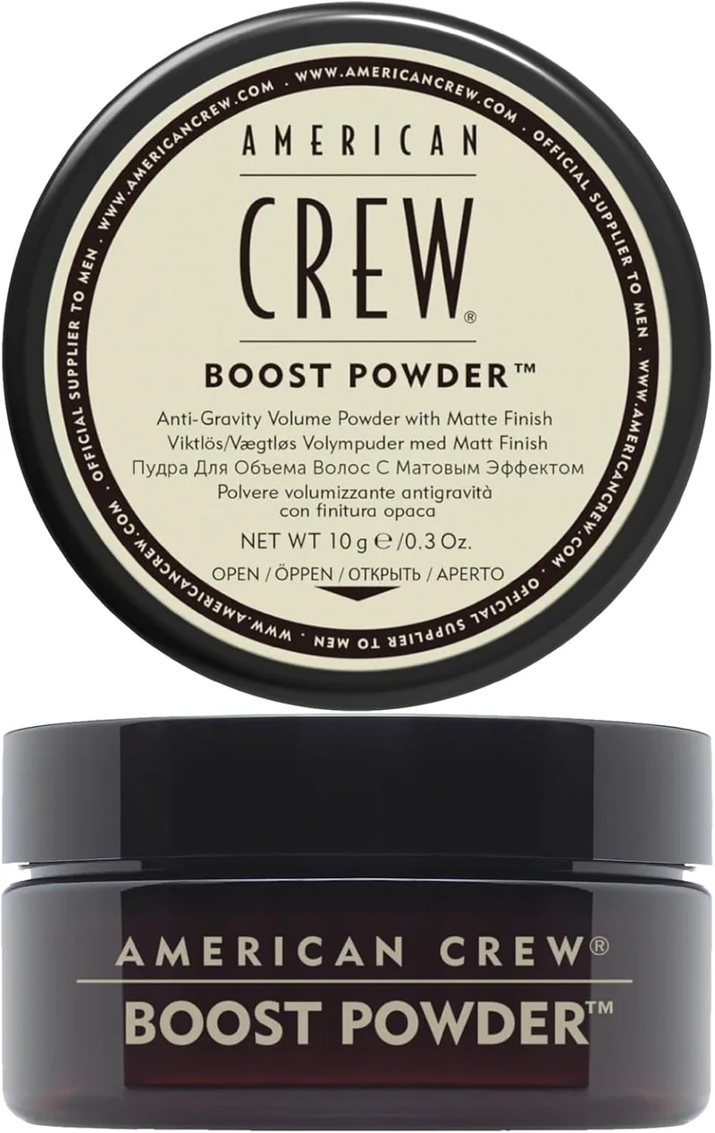 American Crew ▫️ Boost Powder, Pó Volumizador para o Cabelo, Confere Volume, Corpo e Textura, Acabamento Natural e Mate, Sem Brilho, Adequado para Todos os Tipos de Cabelo - 10 g