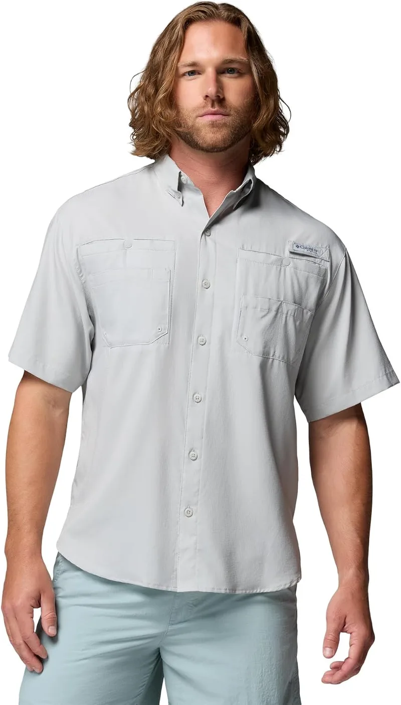 Columbia ▫️ Camisa de manga curta PFG Tamiami II, camisa de manga curta para caminhadas e trekking para homem