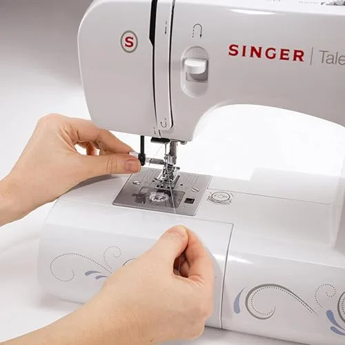 Singer ▫️ Máquina de costura mecânica Talent 3323-30: pontos utilitários, ponto de casa totalmente automático num único passo, ziguezague até 6 mm, enfiamento automático, máquina de costura profissional, branca 2