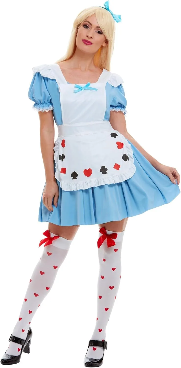 Smiffy's ▫️ Smiffys - Fato de menina com tema de baralho de cartas, azul, com vestido para o Halloween e Carnaval