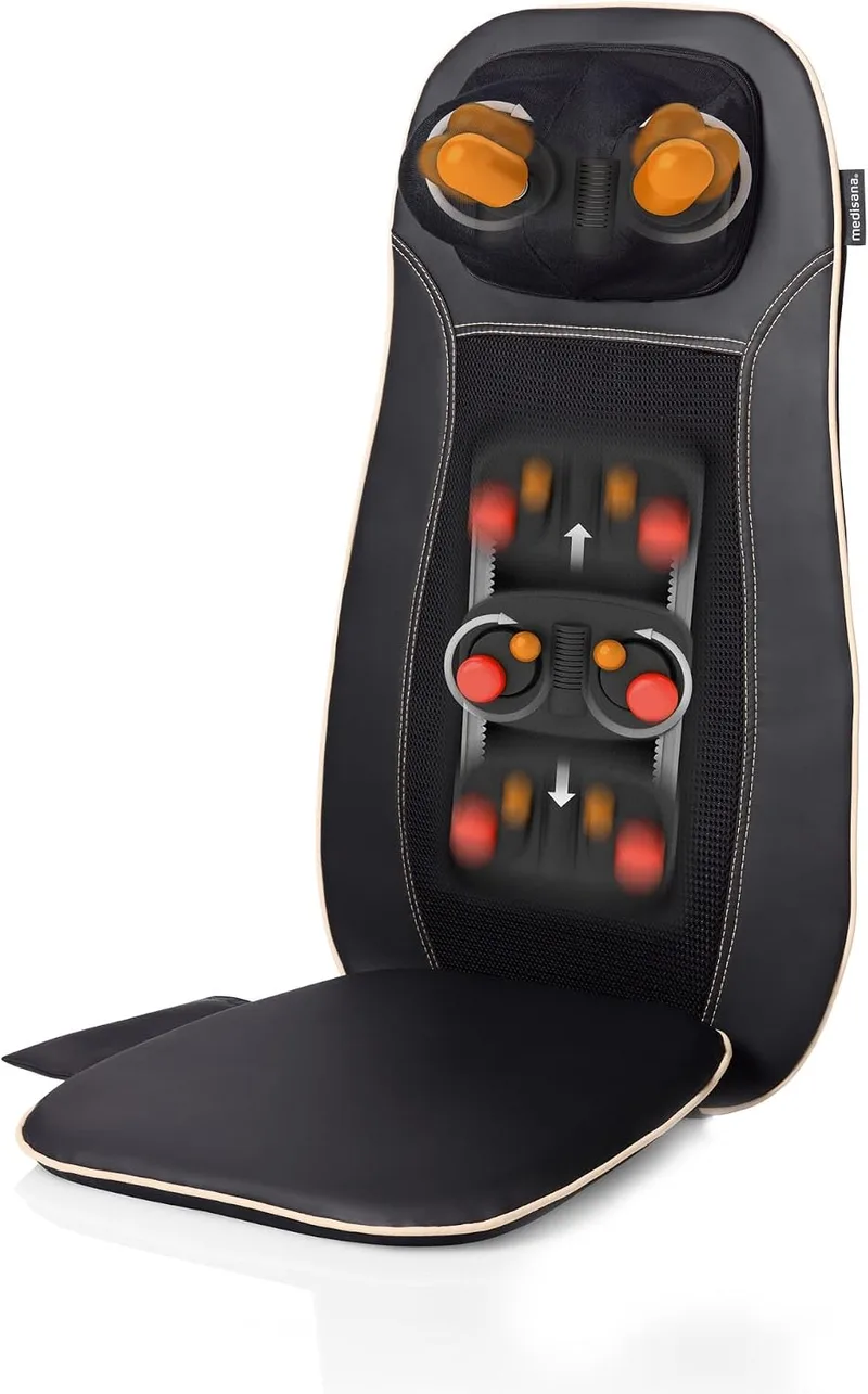 Medisana ▫️ MCN capa de massagem, tapete de massagem, aparelho de massagem Shiatsu | aparelho de massagem para pescoço, costas e nuca, inclui função de aquecimento, 3 intensidades, ideal para casa e para o escritório