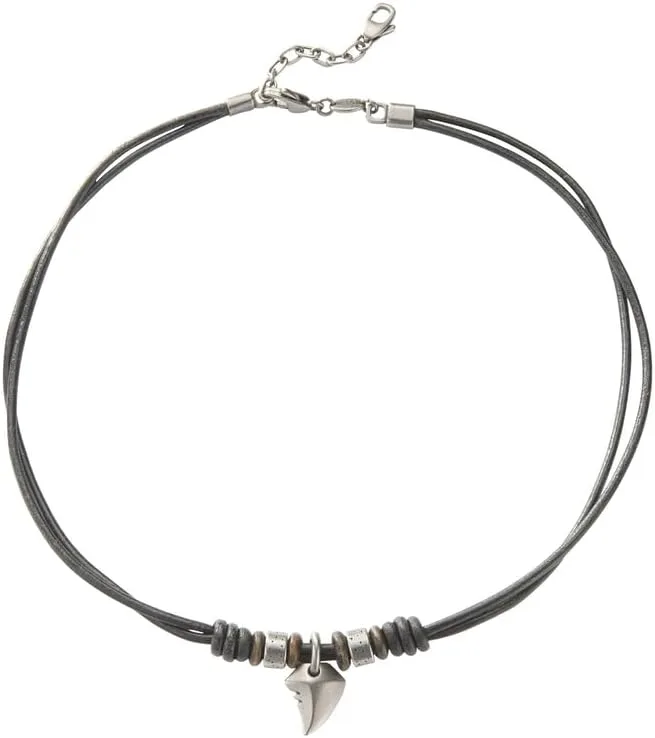 Jóias para homem Fossil em aço inoxidável, 42 cm + 5 cm de extensão, pingente: 15 x 13 mm