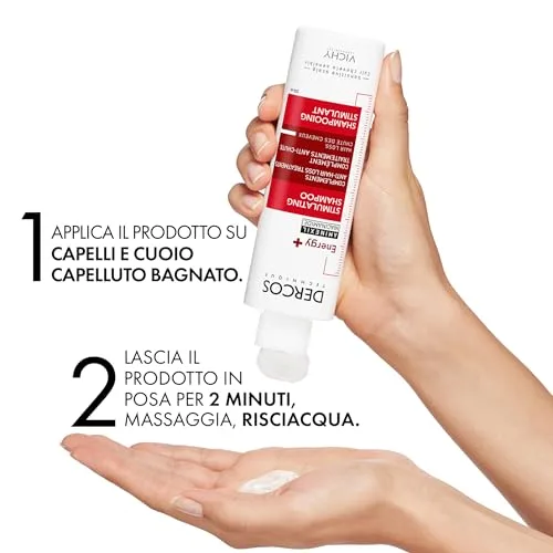 VICHY ▫️ Champô Anticaída, Efeito Estimulante, Adequado para Todos os Tipos de Cabelo, Couro Cabelar Saudável e Desintoxicado, Com Aminexil, Energy+, Dercos Technique 5