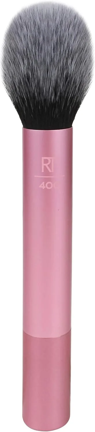 REAL TECHNIQUES ▫️ Pincel de maquilhagem Ultra Plush Blush, para blush em pó solto, em creme ou compacto, bochechas com brilho rosado, pincel fofo para pó, virolas de alumínio, cerdas sintéticas, vegan e sem testes em animais, 1 unidade