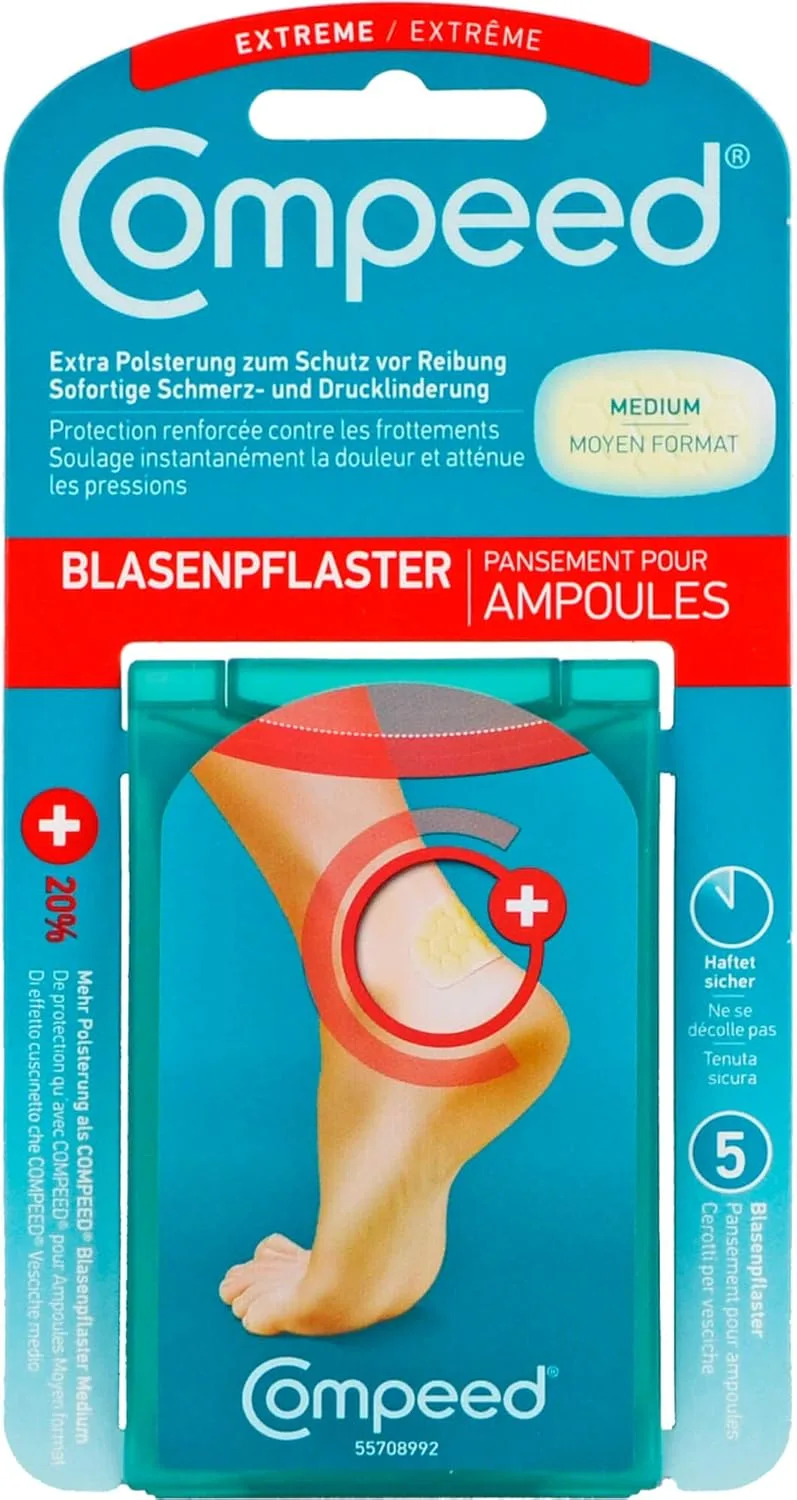 Compeed ▫️ Curativo para Bolhas Extreme Médio para o calcanhar, 5 unidades, curativo adesivo