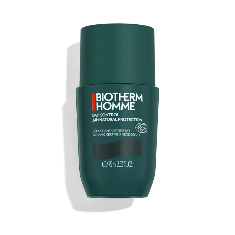 Biotherm ▫️ Homme, Day Control, Desodorizante Roll-On 24 horas para homem, para peles sensíveis e todos os tipos de pele, sem sais de alumínio, protege contra o odor e a transpiração, certificado biológico, 75 ml