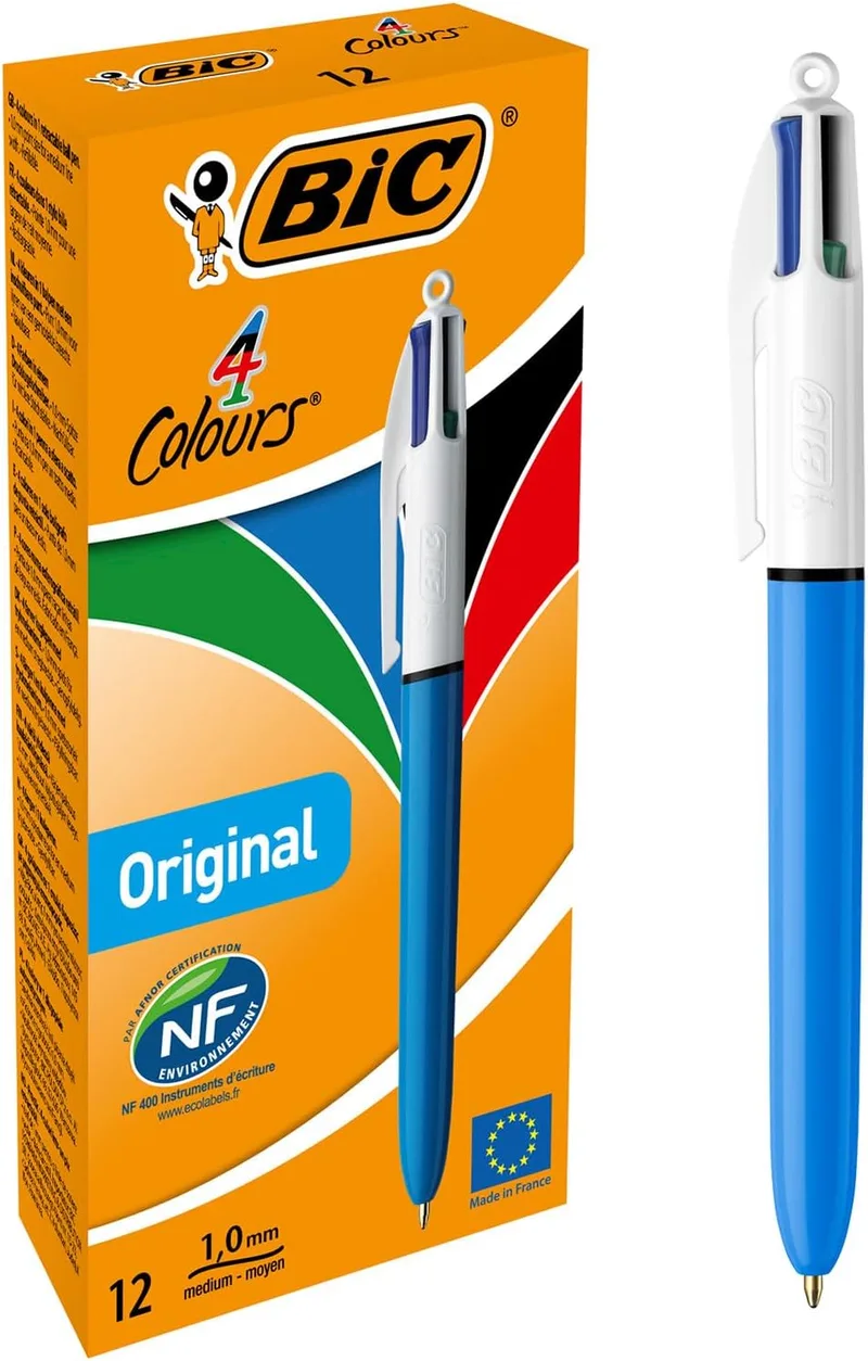 BIC ▫️ Canetas 4 Colours Original Medium, Caixa com 12 unidades