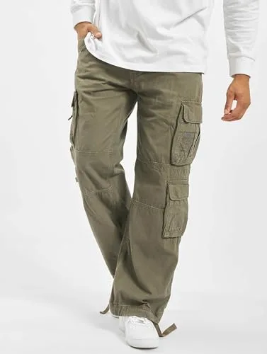 Brandit ▫️ Calças Pure Vintage para Homem Calças Cargo Antroçita 100% algodão Largas 3