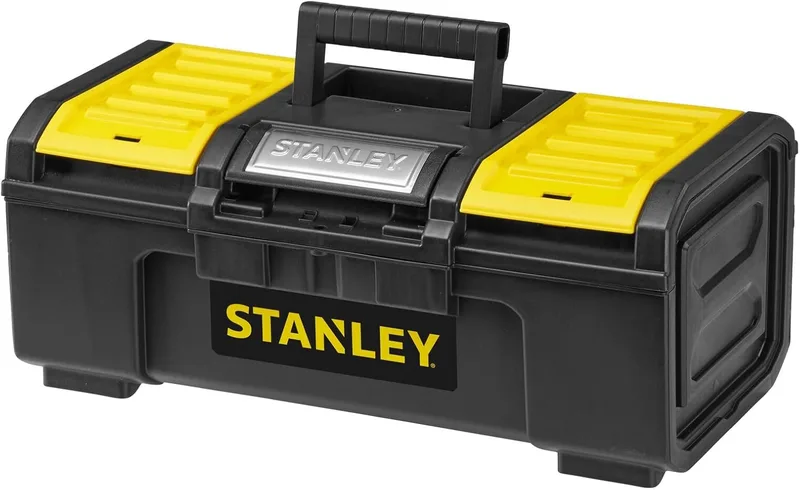 STANLEY ▫️ Caixa de ferramentas de 16 polegadas com um só toque, arrumação resistente com tabuleiro amovível, orifício para cadeado, compartimentos organizadores, compacta e durável - 1-79-216