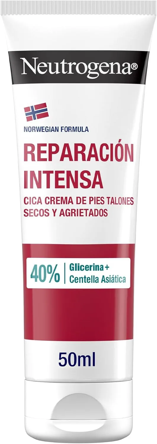 Neutrogena ▫️ Norwegian Formula Intense Repair CICA Cracked Heel Foot Cream (50 ml), creme hidratante e reparador com 40% de glicerina e Centella asiatica