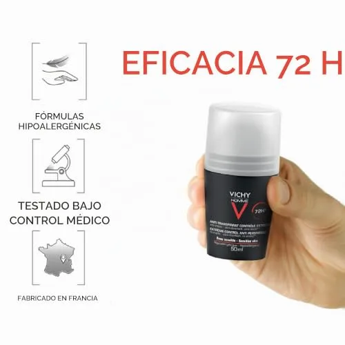 VICHY ▫️ Homme, Desodorizante Roll-On Antitranspirante 72 H, 50 ml (Embalagem de 4) 3