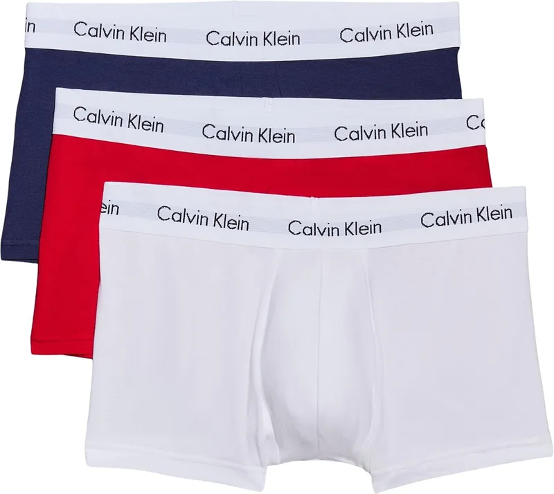 Calvin Klein ▫️ Cuecas boxer para homem, embalagem de 3, Low Rise Trunks, Roupa interior