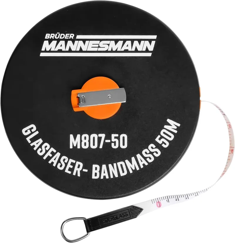 Mannesmann ▫️ (6) Fita métrica com fita de vidro vibratório, 50 m
