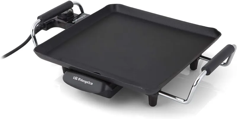 Orbegozo ▫️ TB 2206 B Placa de grelhar eléctrica, termóstato regulável, superfície antiaderente, 1500 Watt de potência, preto