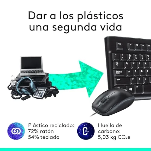 Logitech ▫️ Conjunto MK120 com teclado e rato com fio - QWERTY espanhol 5
