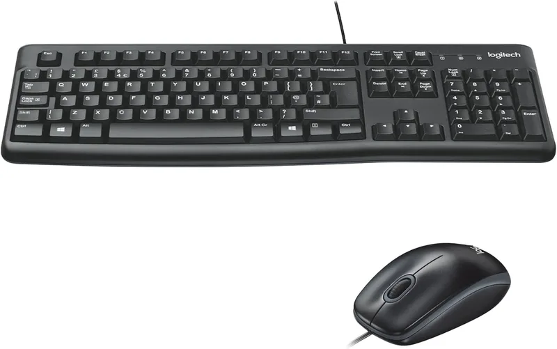 Logitech ▫️ Conjunto MK120 com teclado e rato com fio - QWERTY espanhol