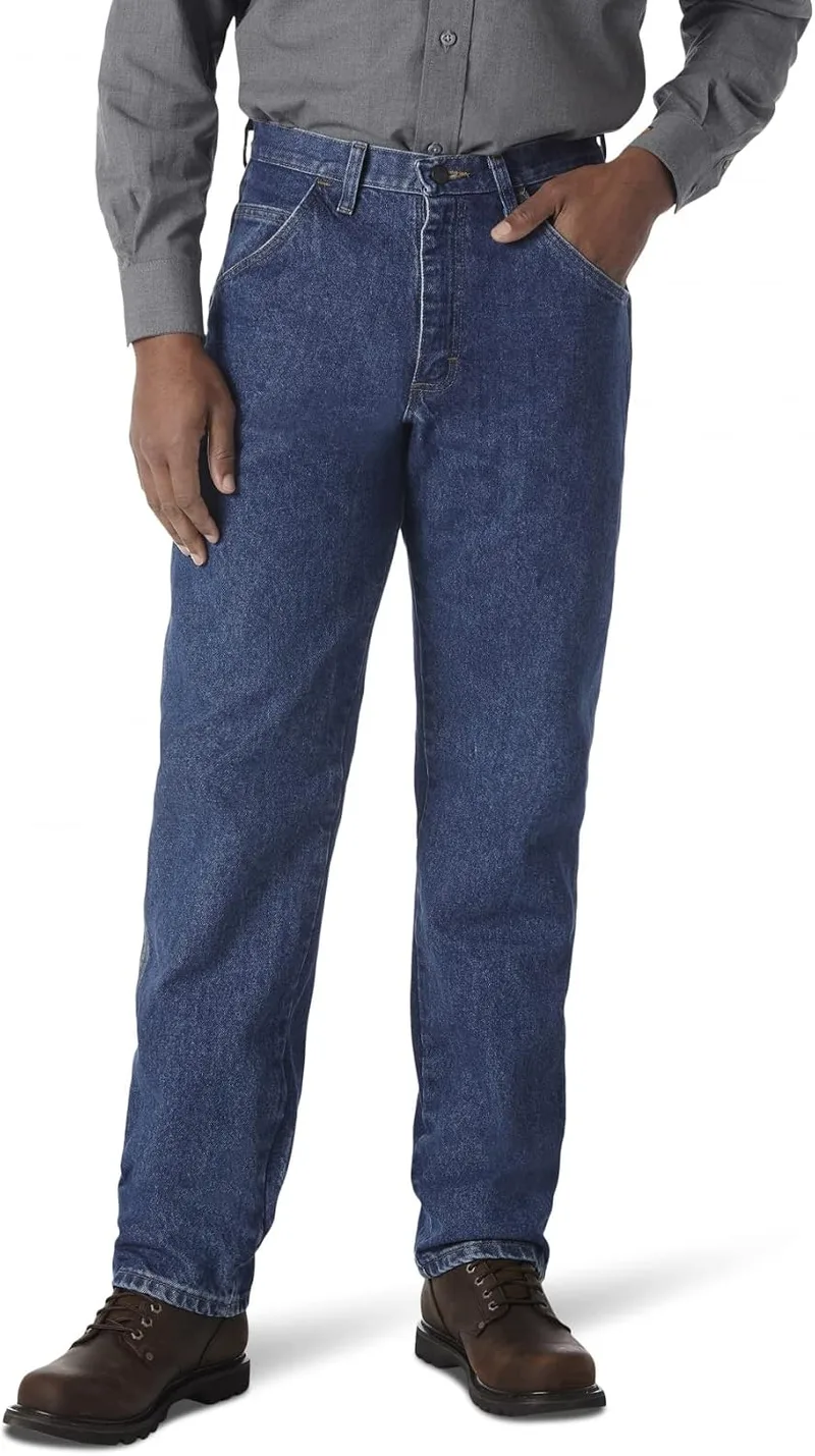 Wrangler ▫️ Calças de ganga FR Flame Resistant Relaxed Fit - Calças de ganga FR de corte descontraído resistentes ao fogo para homem