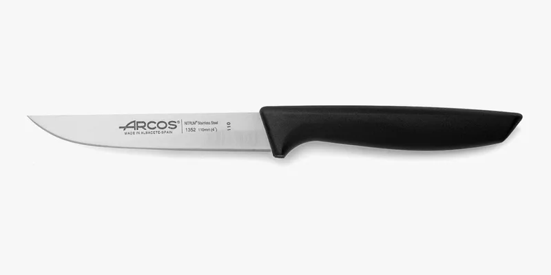 Arcos ▫️ Faca para legumes em aço inoxidável. Faca profissional para descascar frutas e legumes. Cabo ergonómico em polioximetileno e lâmina de 110 mm. Série Niza. Cor preta.