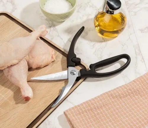 Arcos ▫️ Tesouras de cozinha em forma de arco para frango - Lâmina em aço inoxidável de 240 mm - Cabo ergonómico em polipropileno e elastómero - Série Ecopro 5