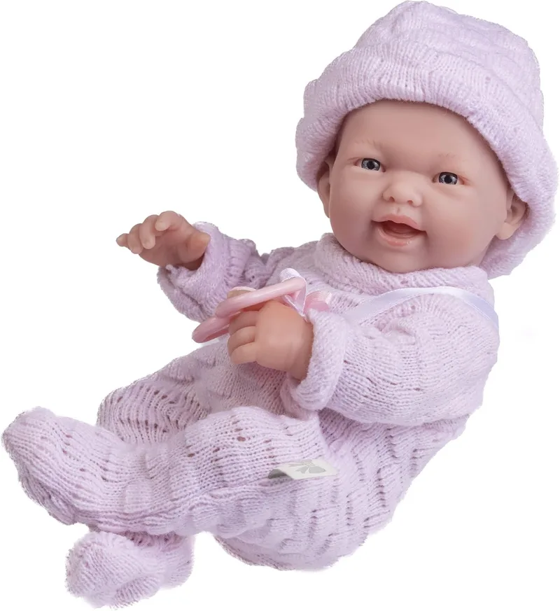 JC TOYS ▫️ Mini La Newborn Doll, 24 cm, vinil macio, roupa de malha e chupeta, cor-de-rosa, criado em Espanha por Berenguer, +2 anos